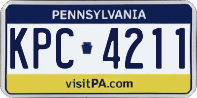 PA license plate KPC4211