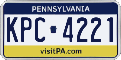 PA license plate KPC4221