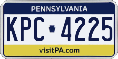 PA license plate KPC4225