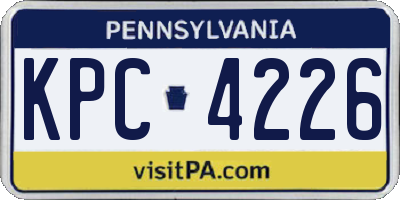 PA license plate KPC4226