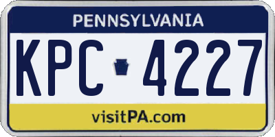PA license plate KPC4227