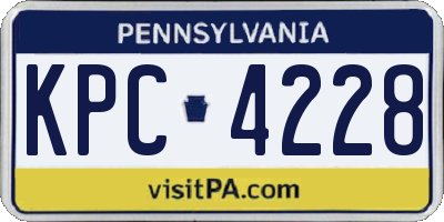 PA license plate KPC4228