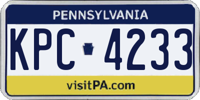 PA license plate KPC4233