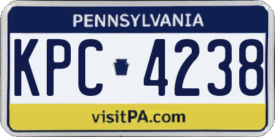 PA license plate KPC4238