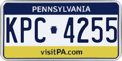 PA license plate KPC4255