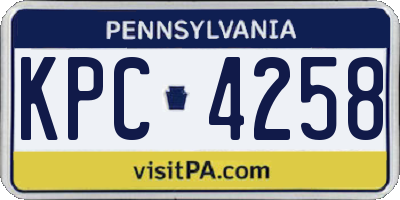 PA license plate KPC4258