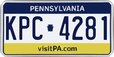 PA license plate KPC4281