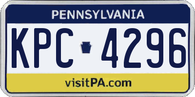 PA license plate KPC4296