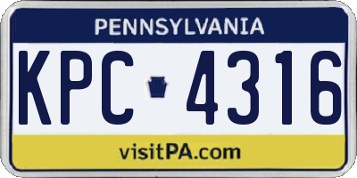 PA license plate KPC4316