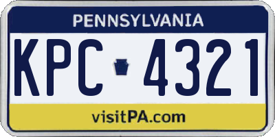 PA license plate KPC4321