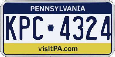PA license plate KPC4324