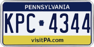 PA license plate KPC4344