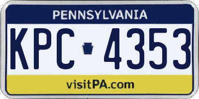 PA license plate KPC4353