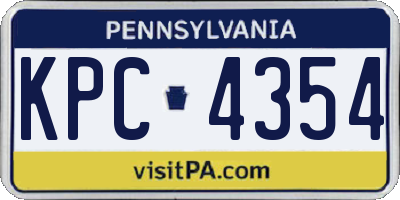 PA license plate KPC4354