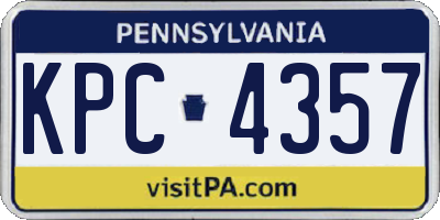 PA license plate KPC4357