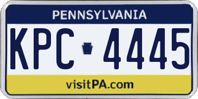 PA license plate KPC4445