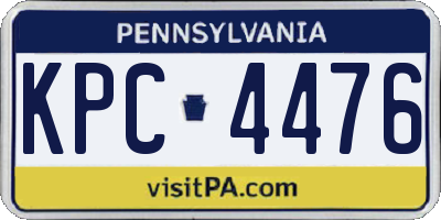 PA license plate KPC4476