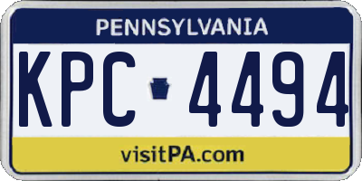 PA license plate KPC4494