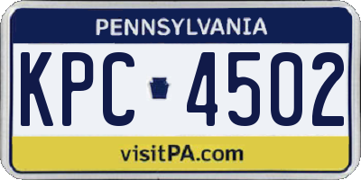 PA license plate KPC4502