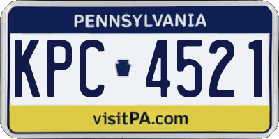 PA license plate KPC4521