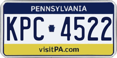 PA license plate KPC4522