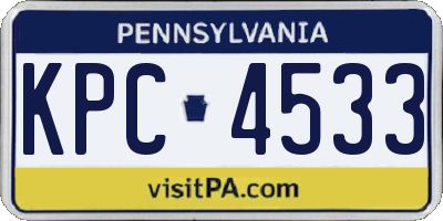PA license plate KPC4533