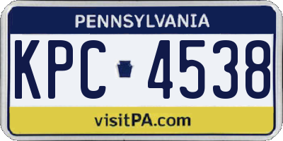 PA license plate KPC4538