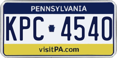 PA license plate KPC4540