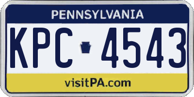 PA license plate KPC4543