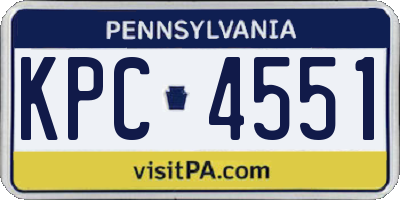PA license plate KPC4551