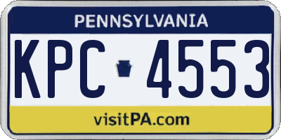 PA license plate KPC4553