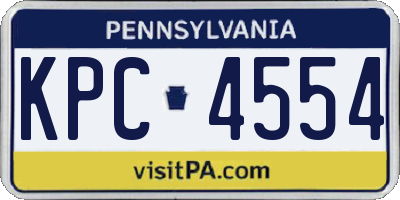 PA license plate KPC4554