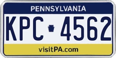PA license plate KPC4562