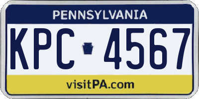 PA license plate KPC4567