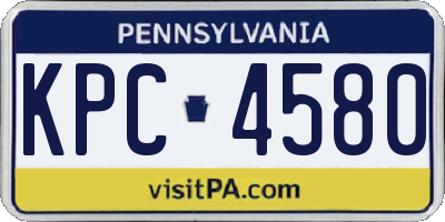 PA license plate KPC4580