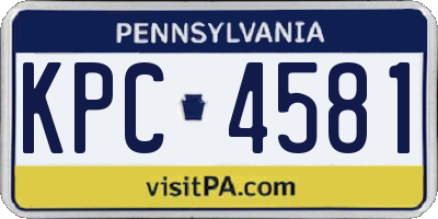 PA license plate KPC4581