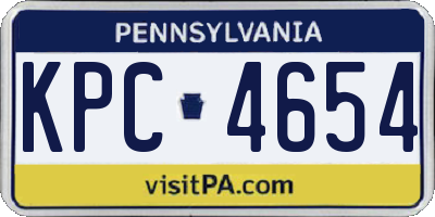 PA license plate KPC4654