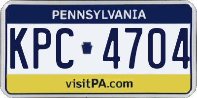 PA license plate KPC4704