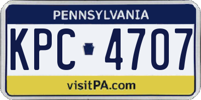 PA license plate KPC4707