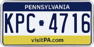 PA license plate KPC4716