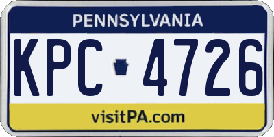 PA license plate KPC4726