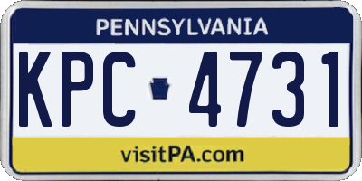 PA license plate KPC4731