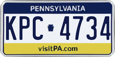 PA license plate KPC4734