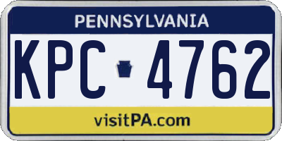 PA license plate KPC4762