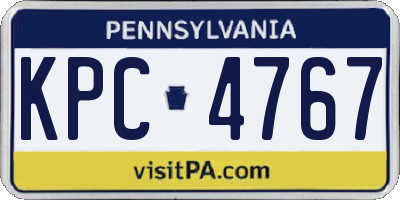 PA license plate KPC4767