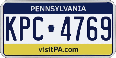 PA license plate KPC4769