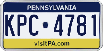 PA license plate KPC4781