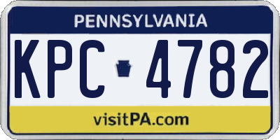 PA license plate KPC4782
