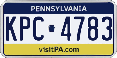 PA license plate KPC4783