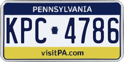 PA license plate KPC4786